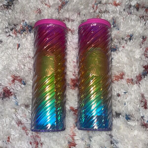 NWOT Rainbow Starbucks 16 oz Travel Tumblr